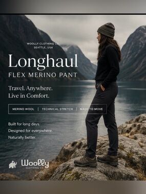 Woolly Seattle Longhaul Flex Merino wool Pant - travel graphite soft Black 4